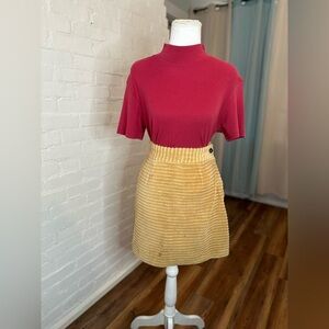 Vintage Artbro 70s Corded Yellow Mini Skirt